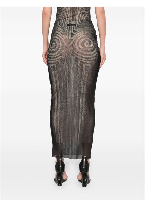 gonna lunga printed spiral donna nera JEAN PAUL GAULTIER | 25/34-F-JU166-T587000203